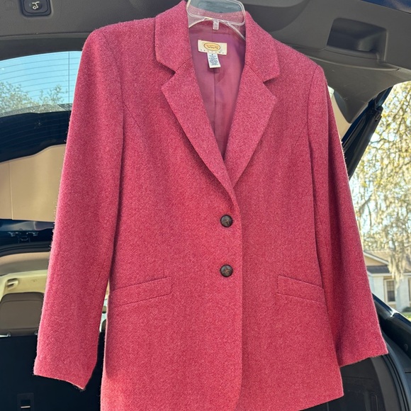Talbots Jackets & Blazers - Talbots Raspberry Wool-Blend Notch Lapel Blazer